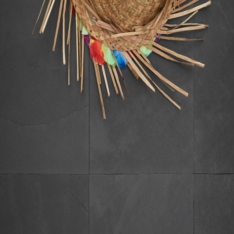 Black Riven Black Slate Tiles