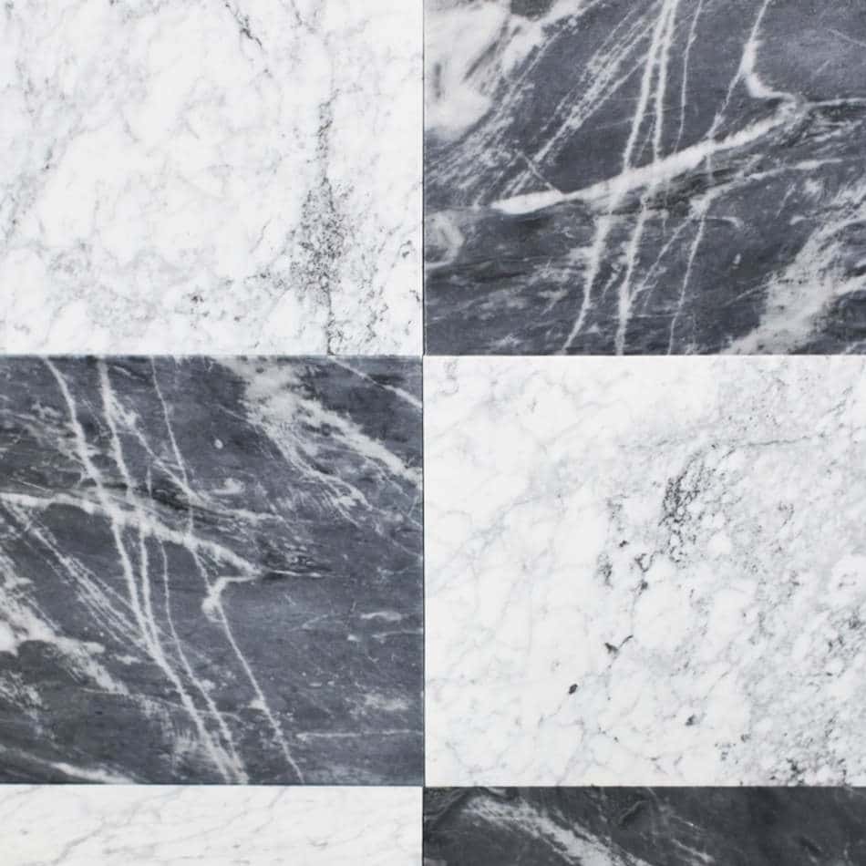 Bardiglio Nuvolato - Bianco Carrara Honed Chequerboard