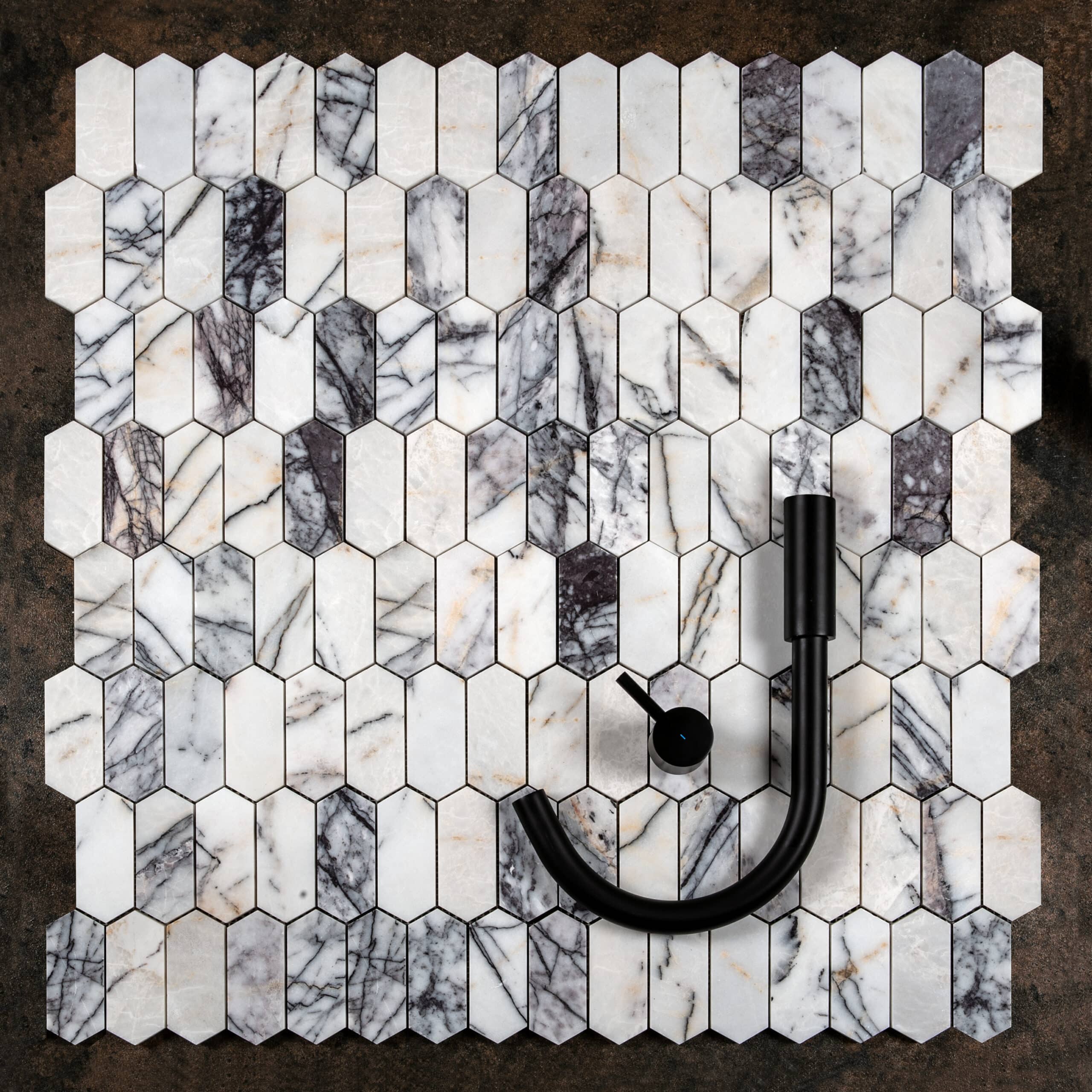 Calacatta Lilac Polished Marble Mini Picket Mosaics