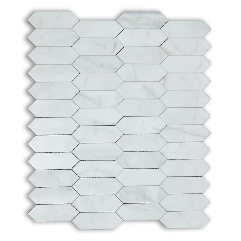 Calacatta White Polished Picket Mosaic Tiles