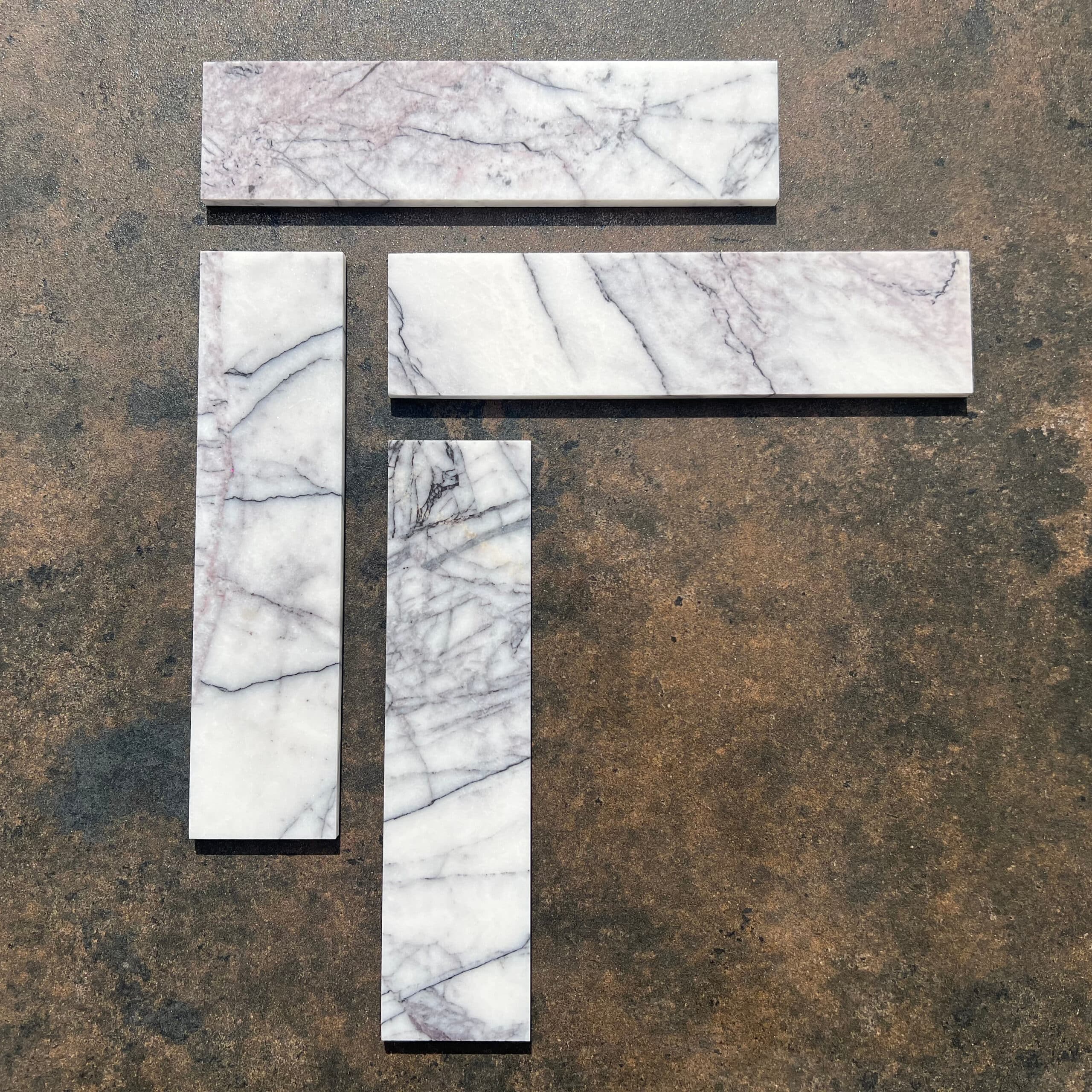 Calacatta Viola Honed Marble Herringbone
