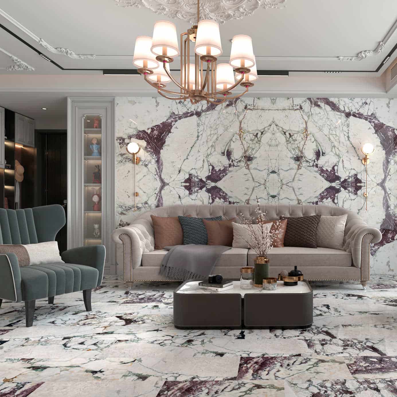 Arabescato Viola Polished Marble