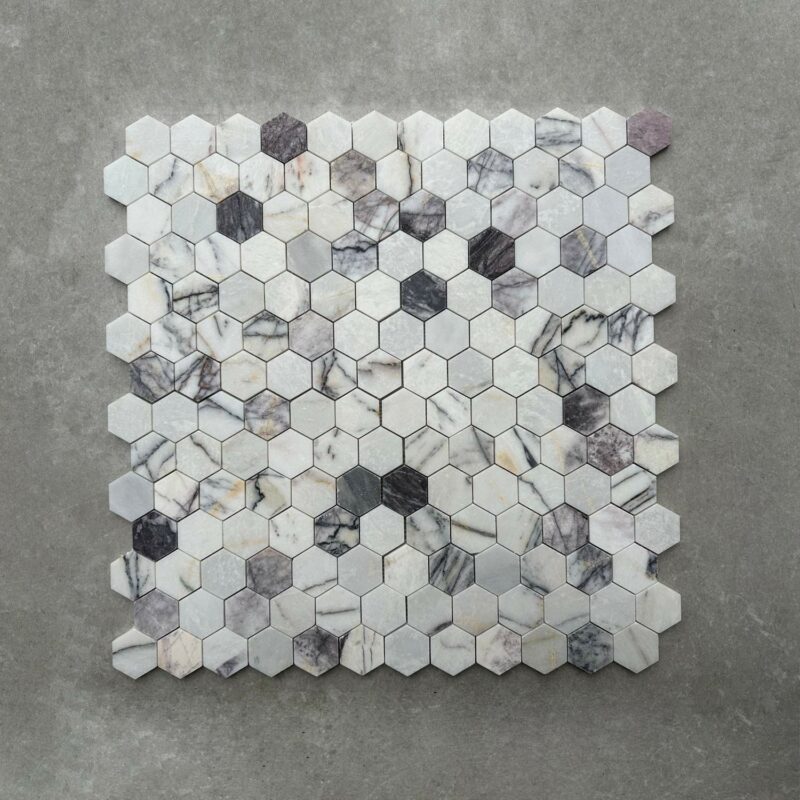 Calacatta Lilac Honed Marble Hexagon Mosaic