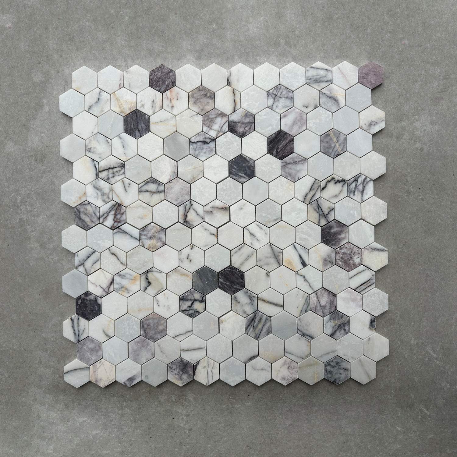 Calacatta Lilac Honed Marble Hexagon Mosaic